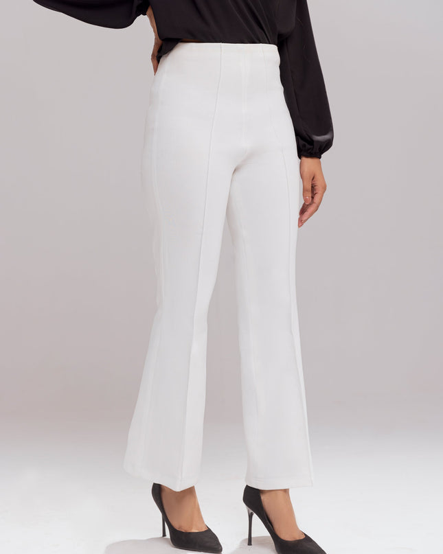 High Waist Flared White Pants
